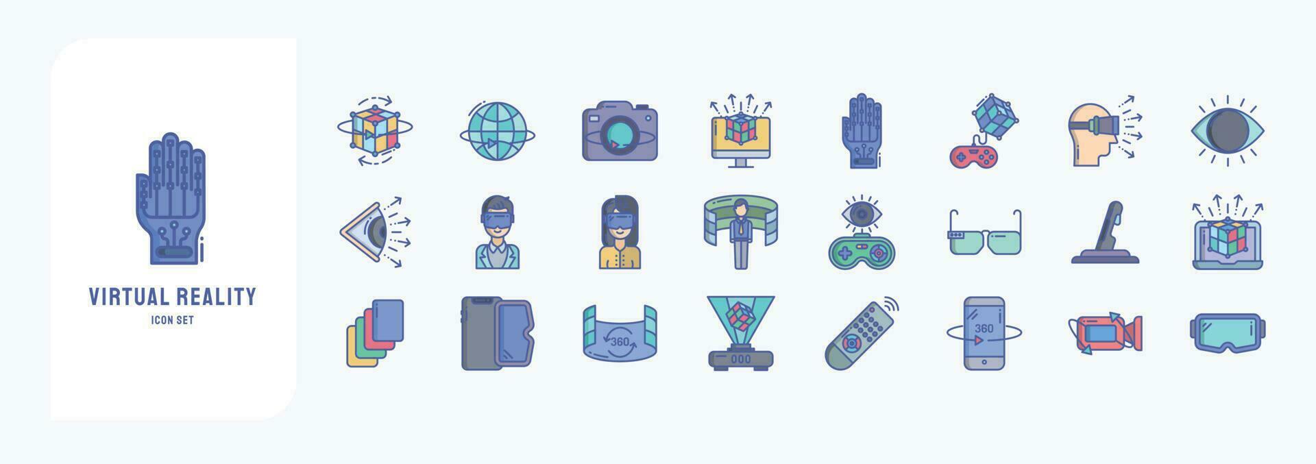 Collection of icons related to Virtual Reality, including icons like vr, augmented reality, Technology and more vector