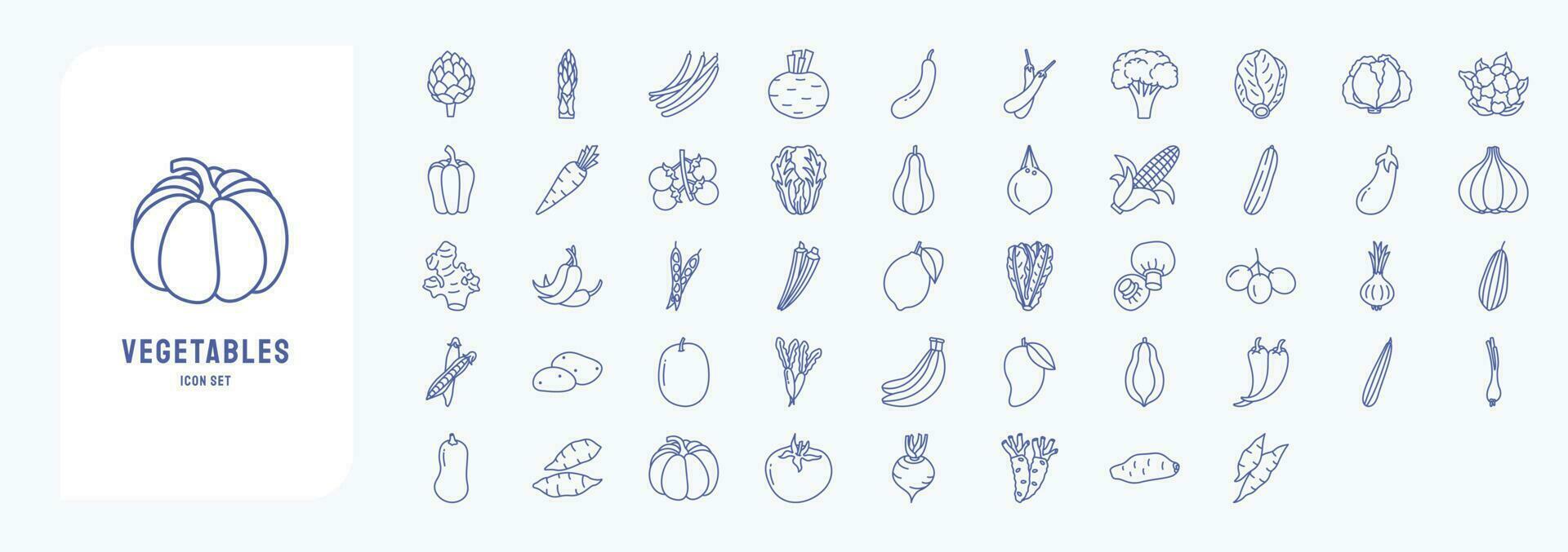 Collection of icons related to Vegetables, including icons like Artichoke, Asparagus, Beans, Beetroot and more vector