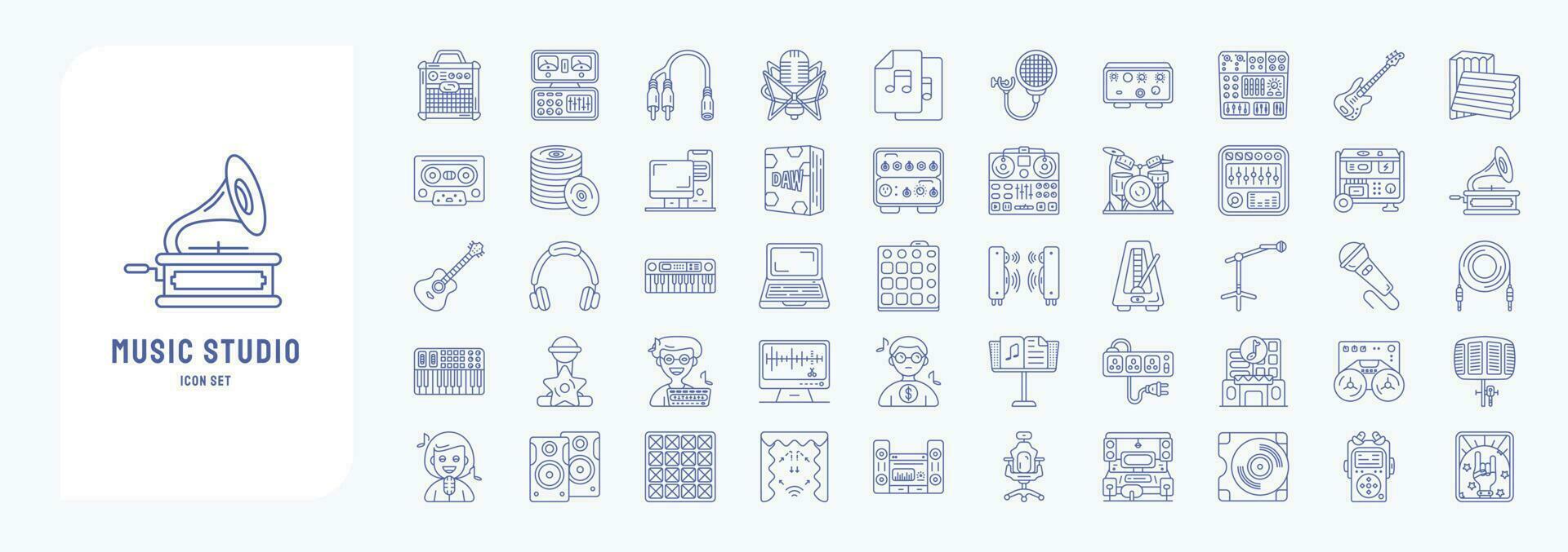 Music Studio, including icons like Amplifier Box, Amplifier, Audio Files, Bass  and more vector