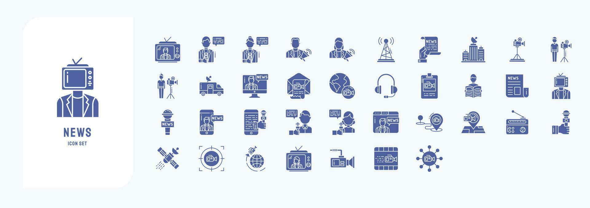 News and media, including icons like Anchor, Announcement, Antenna, Archive, and more vector