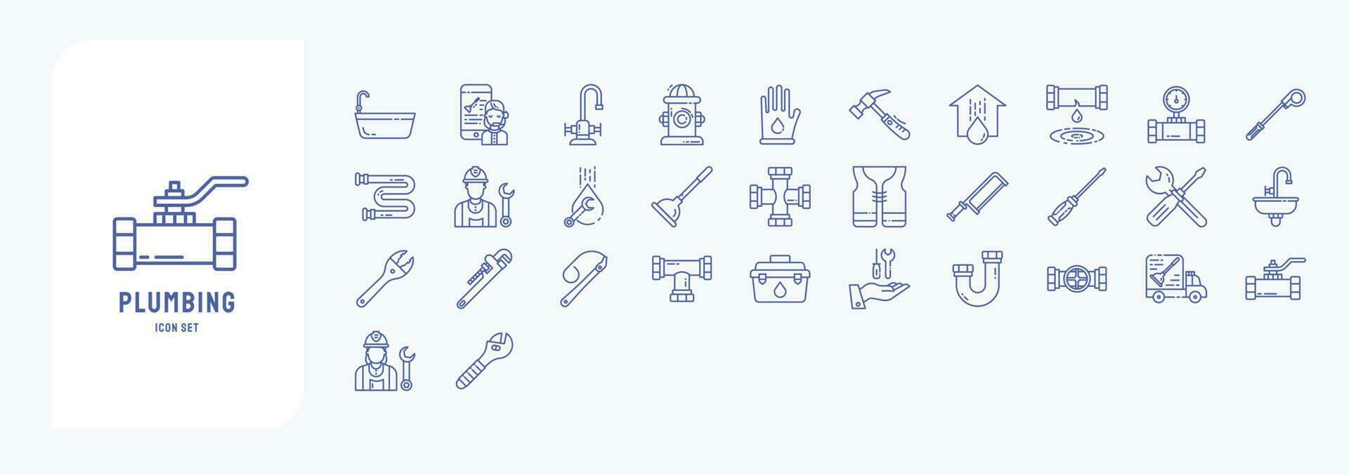 Collection of icons related to Plumbing, including icons like Customer, Fire Hydrant, water, Meter and more vector