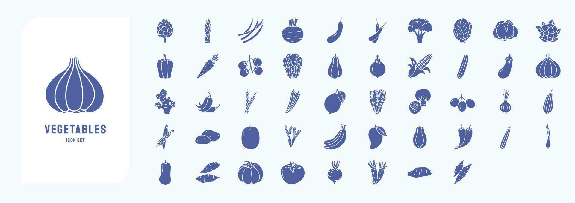 Collection of icons related to Vegetables, including icons like Artichoke, Asparagus, Beans, Beetroot and more vector