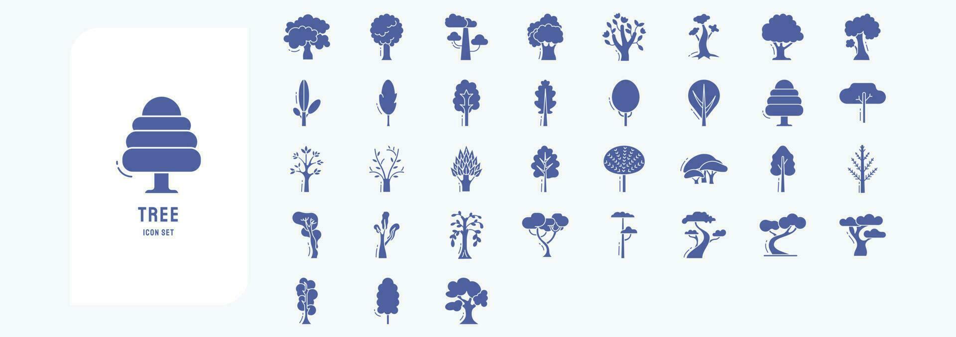 Collection of icons related to Tree, including icons like Apple, Locust, Magnolia, Maple and more vector
