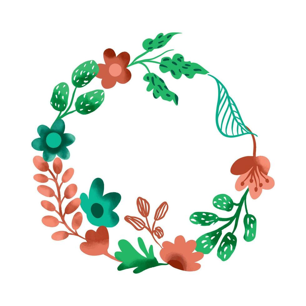 flor guirnalda. vector ilustración con acuarela hojas y flores diseño de invitaciones, Boda o saludo tarjetas menta, verde tonos verano rústico estilo. aislado y editable.