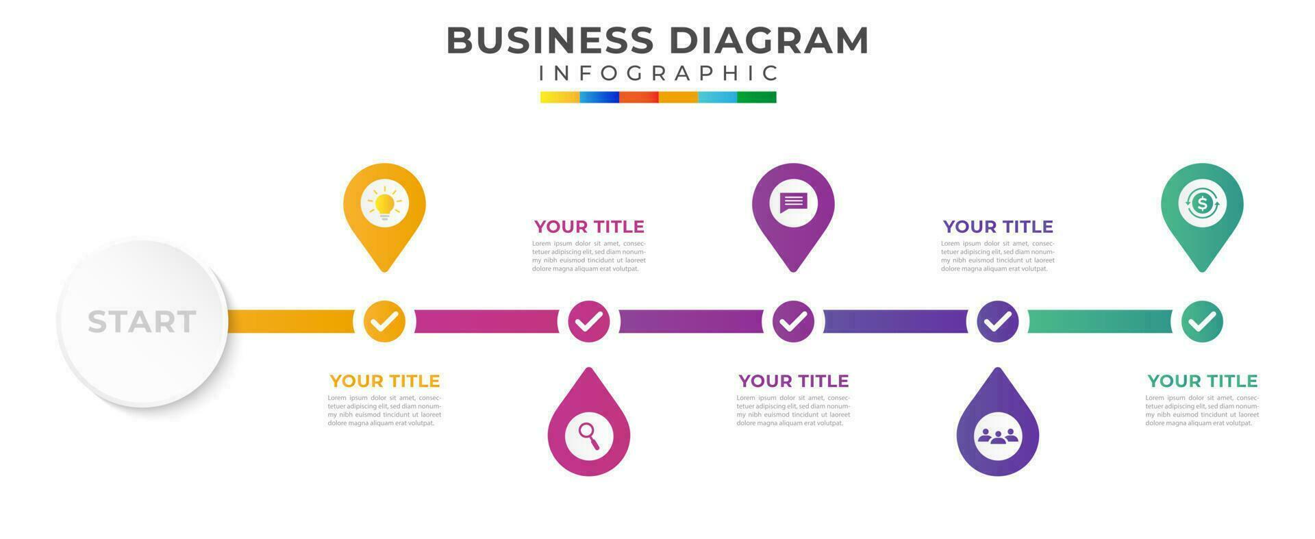 5 Step Modern Timeline diagram roadmap with circle topic chart and modern business icons vector