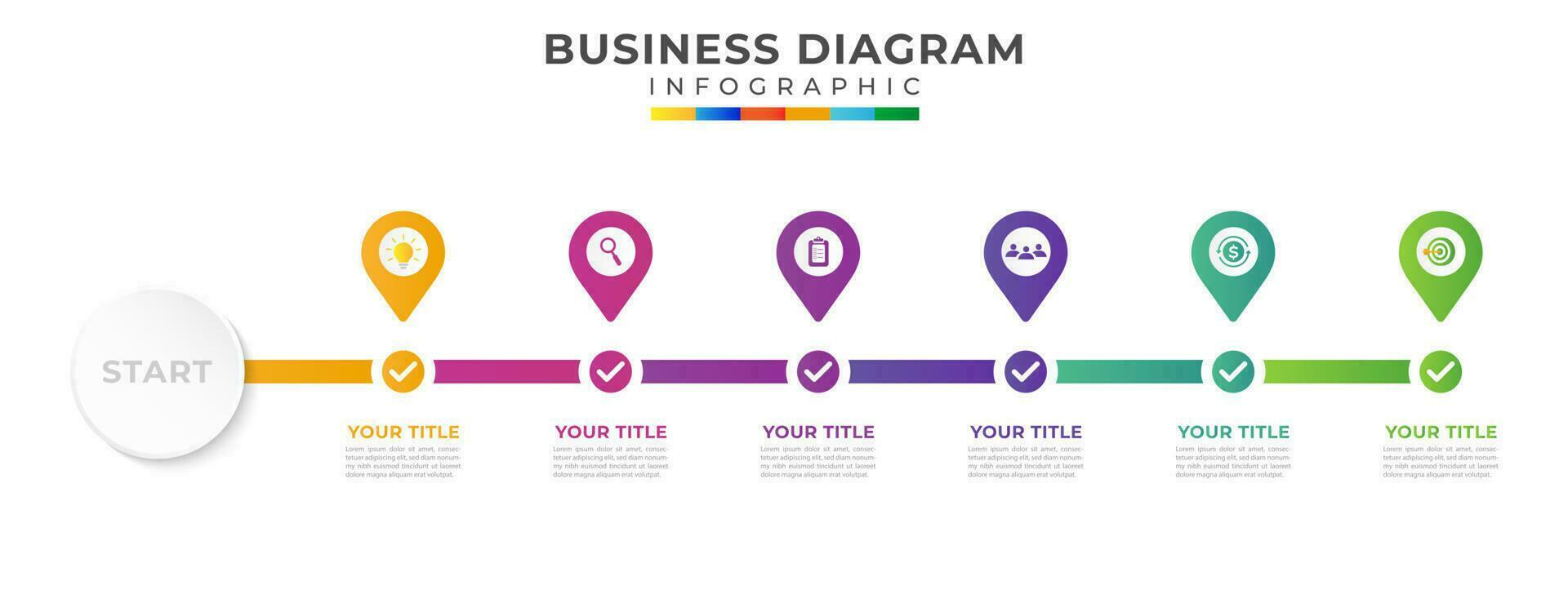 6 Steps Road map modern timeline diagram with circle topic chart and business icons vector