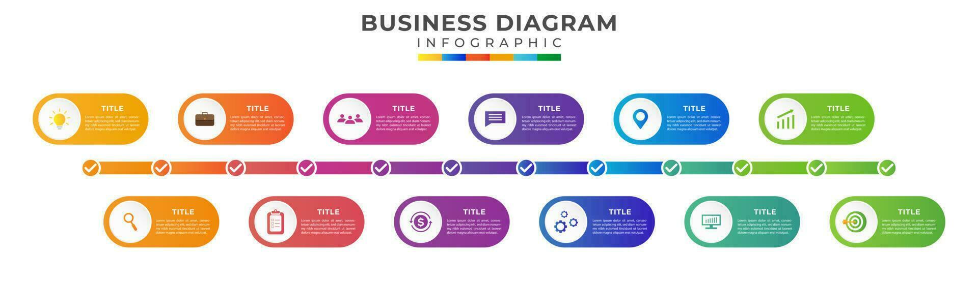 Modern 12 month timeline diagram calendar with symbol icon business vector
