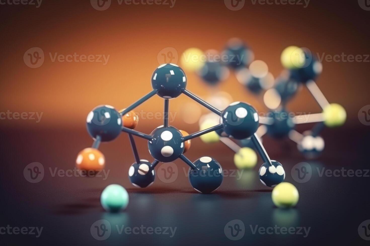 Molecular structure with connections between atoms. photo