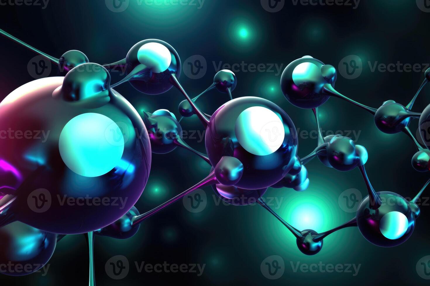 molecular estructura con conexiones Entre átomos generativo ai foto