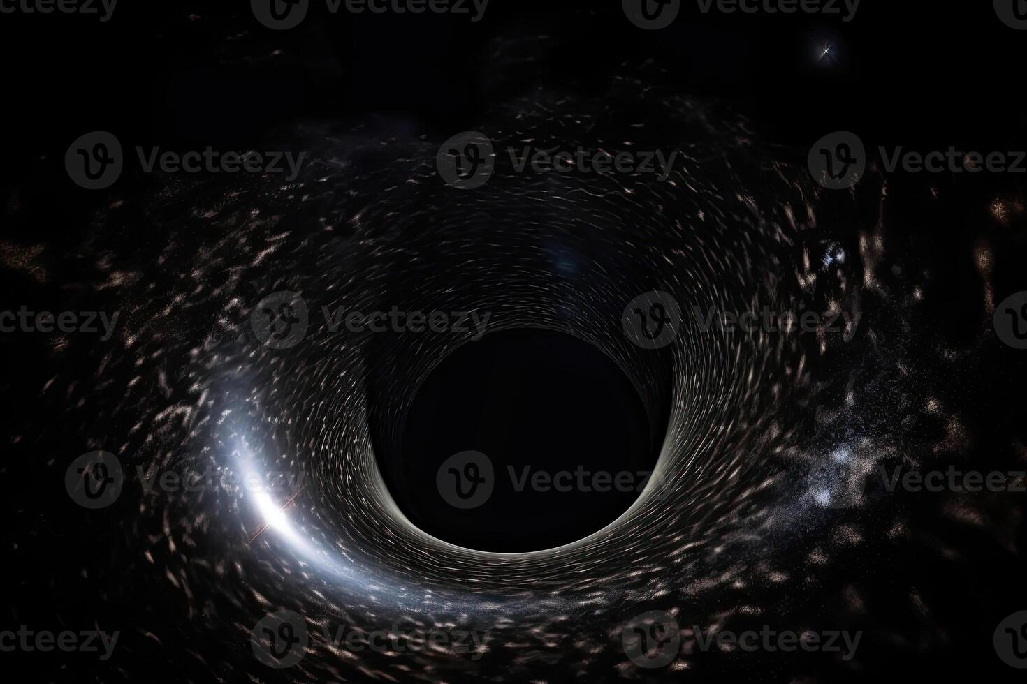 Black hole illustration in outer space. Supermassive singularity. photo