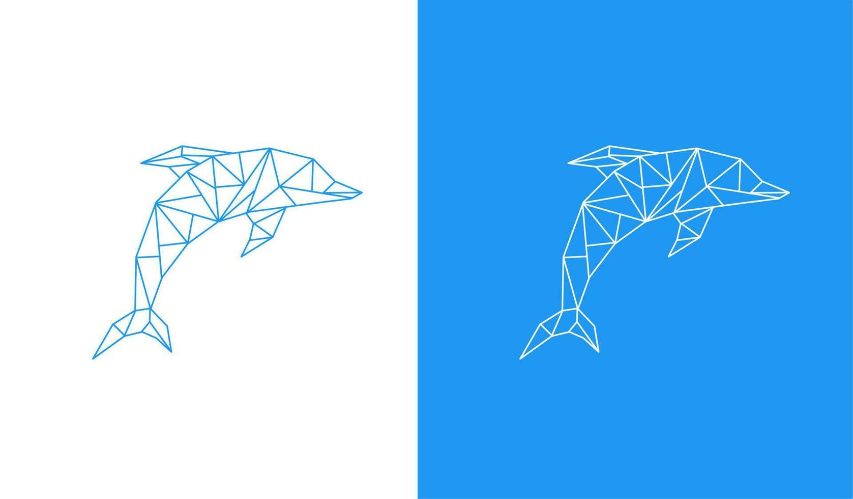 dolphin logo graphic vector illustration with Polygon and lineart geometric design style