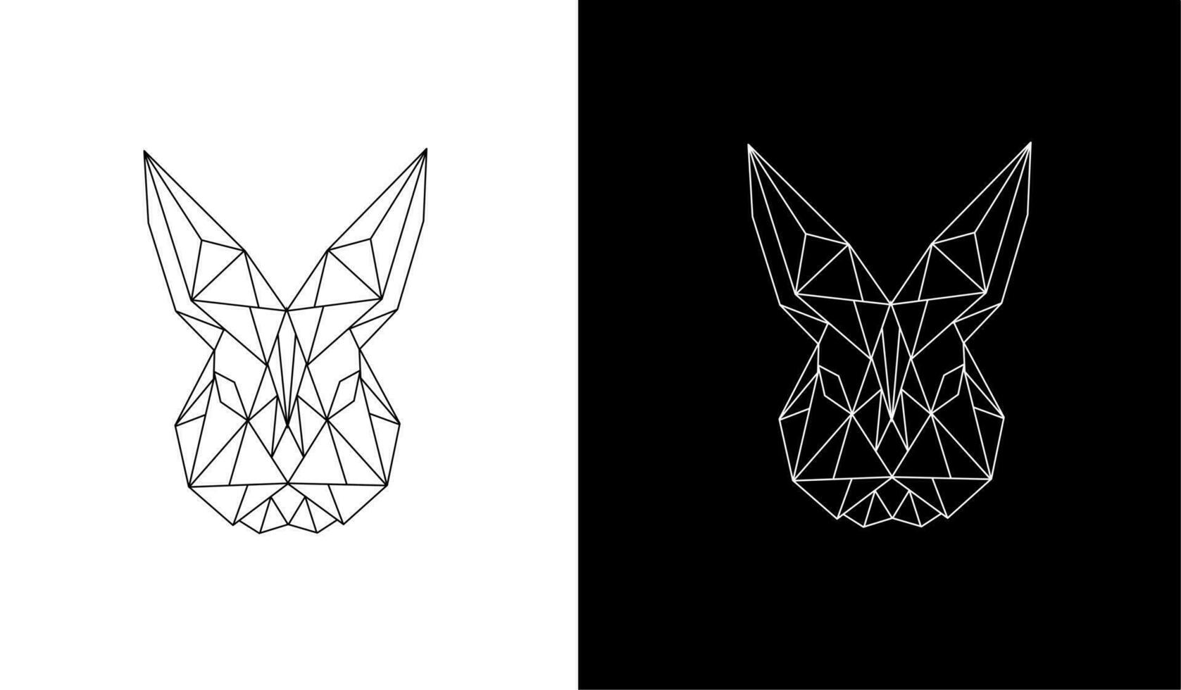 rabbit head logo design graphic vector illustration with geometric Polygon lineart style
