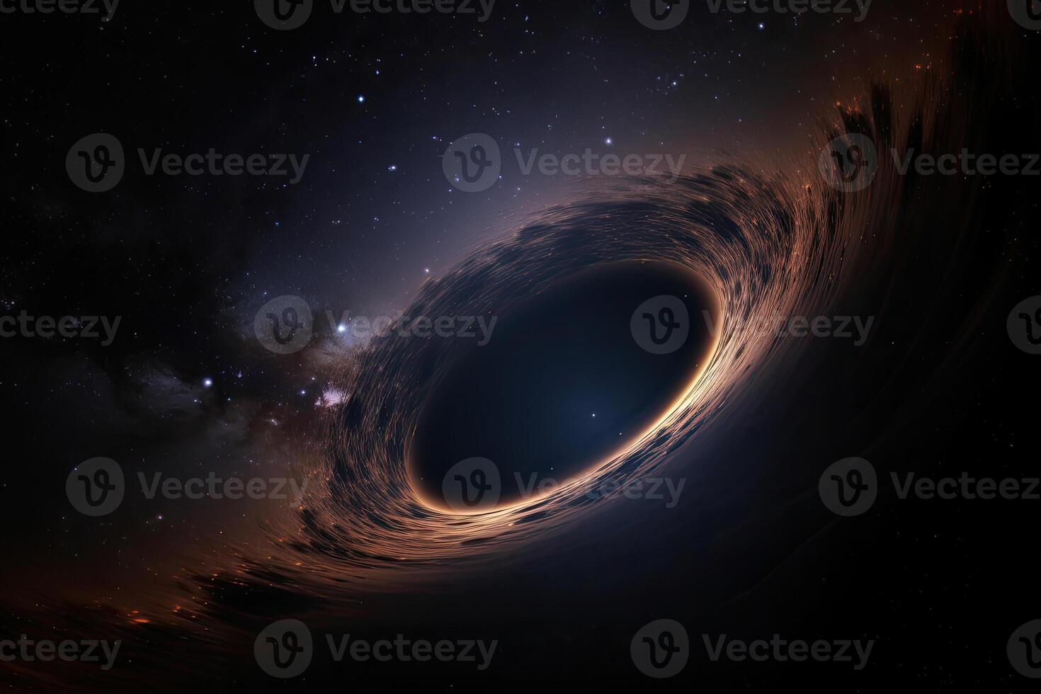 Black hole illustration in outer space. Supermassive singularity. photo