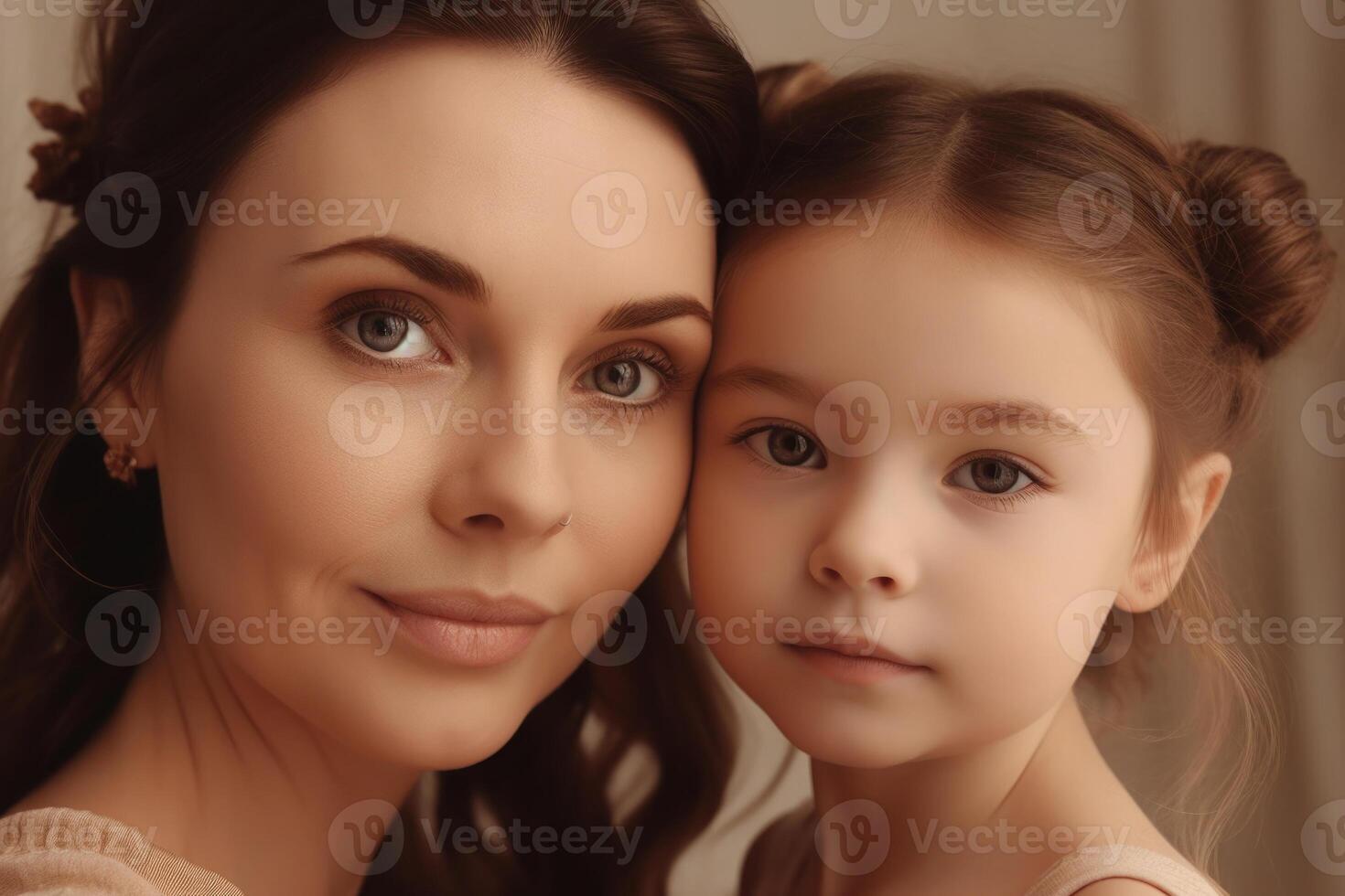 madre y hija retrato en pastel antecedentes. generativo ai foto