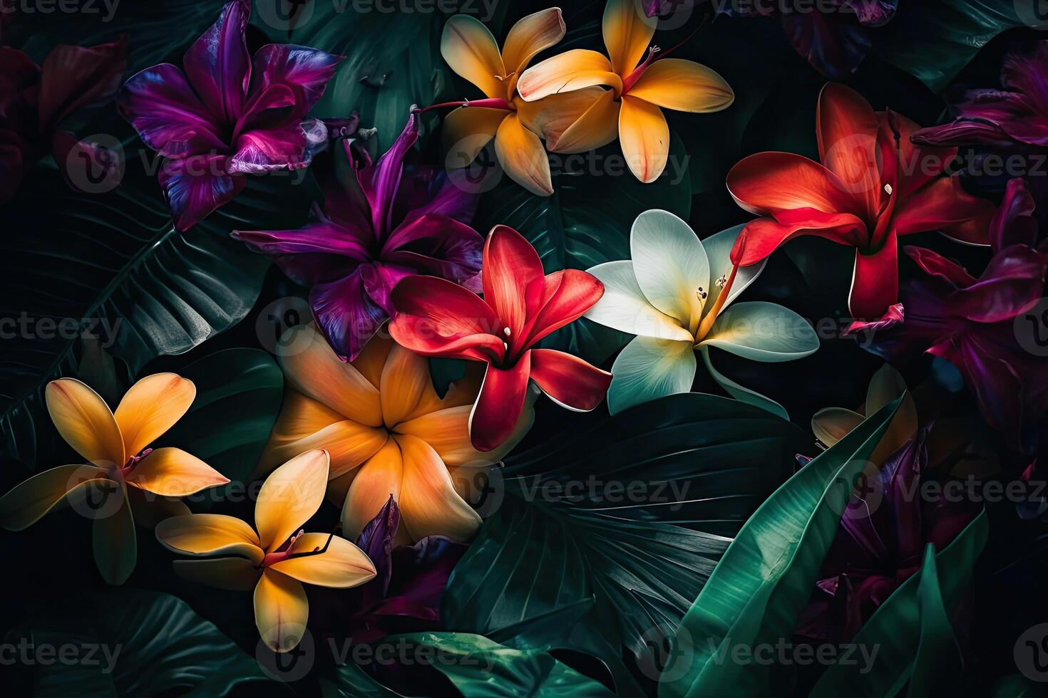 Abstract natural background. Exotic tropical plants pattern. photo
