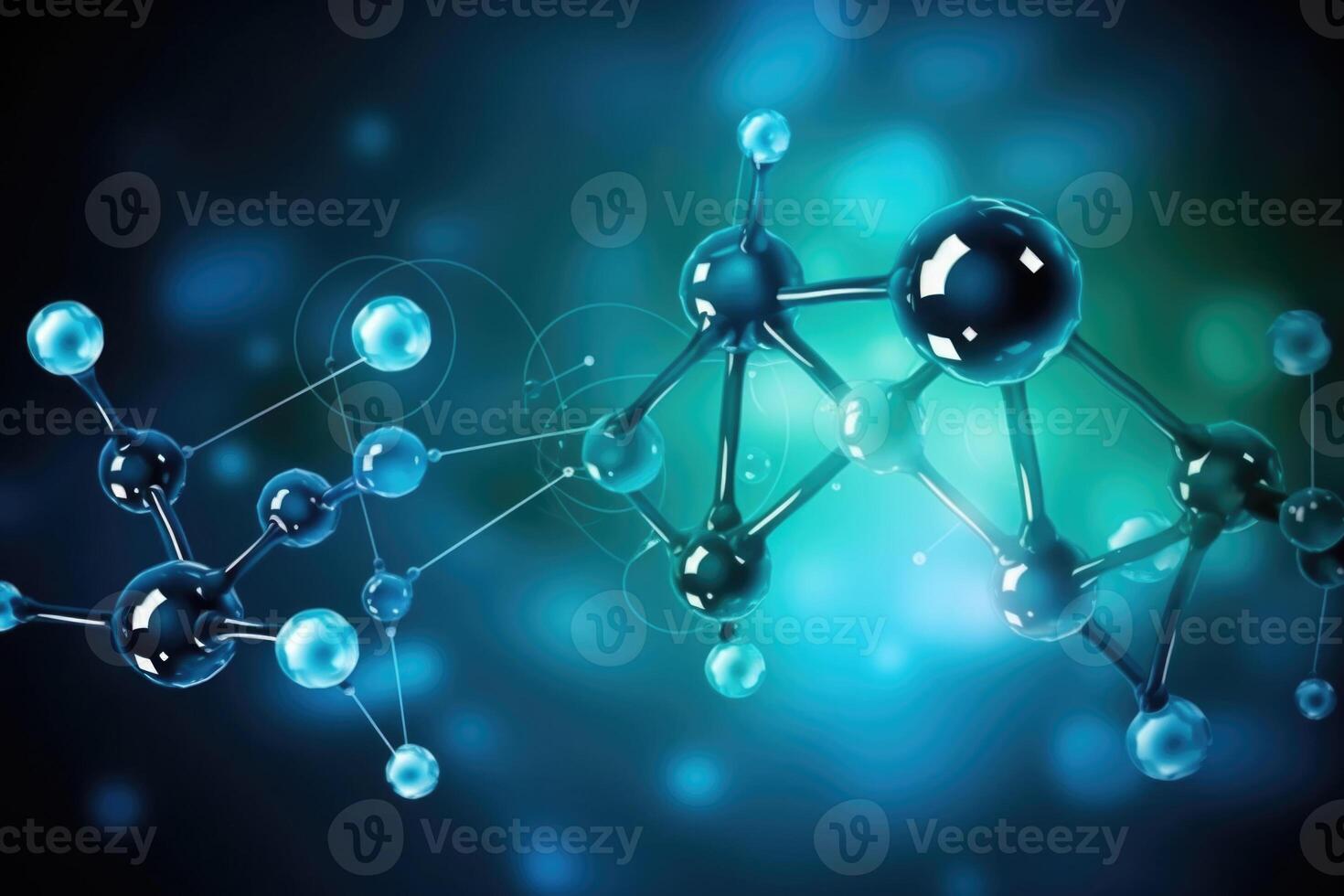 Molecular structure with connections between atoms. photo