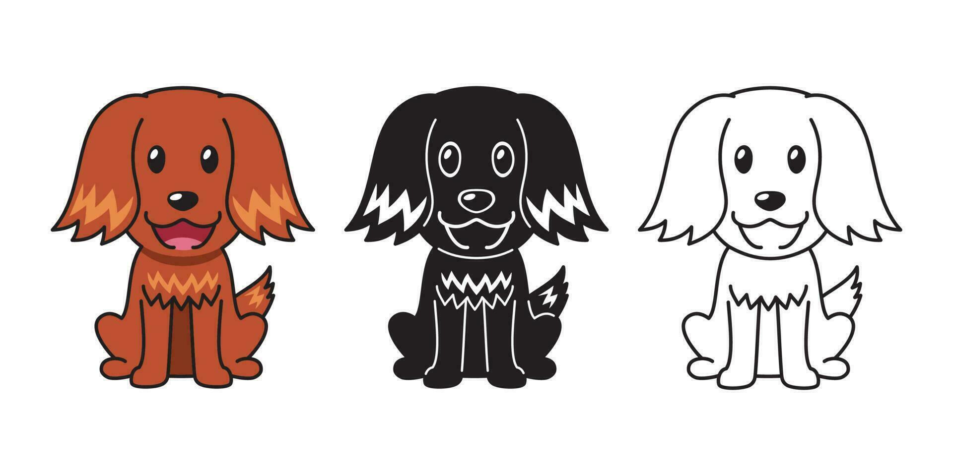 Vector cartoon set of irish setter dog