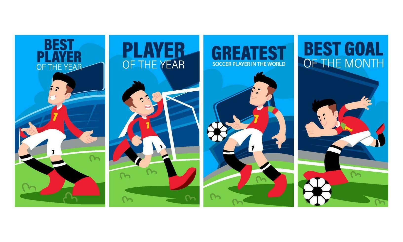 Set of Famous Soccer Player Social Media Story vector