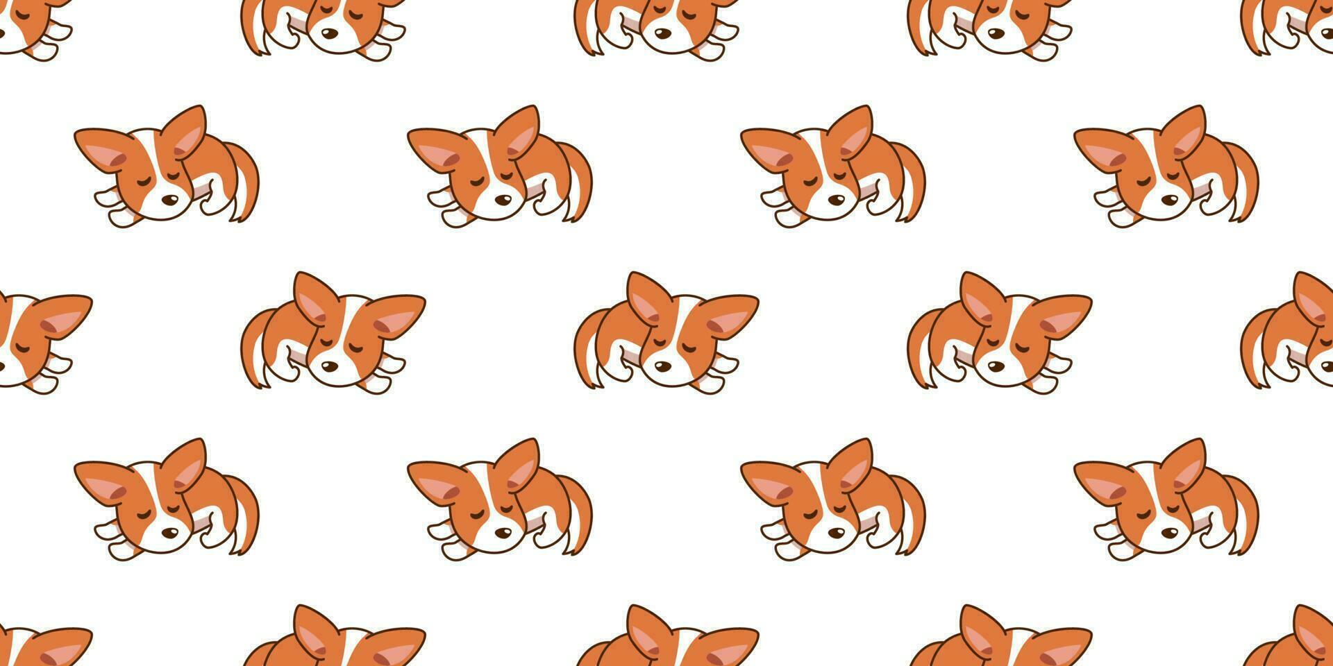 Vector cartoon sleeping corgi dog seamless pattern background