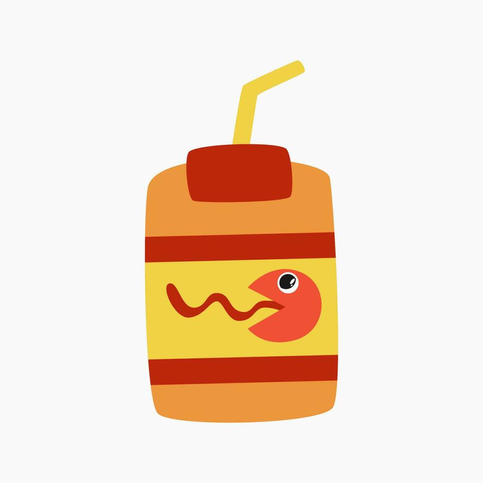 juice box with orange flavor clip art vector illustration for design decorations. food and beverage theme illustration.