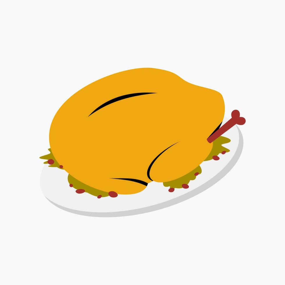 roasted turkey or chicken clip art vector illustration for design decorations. food and beverage theme illustration.