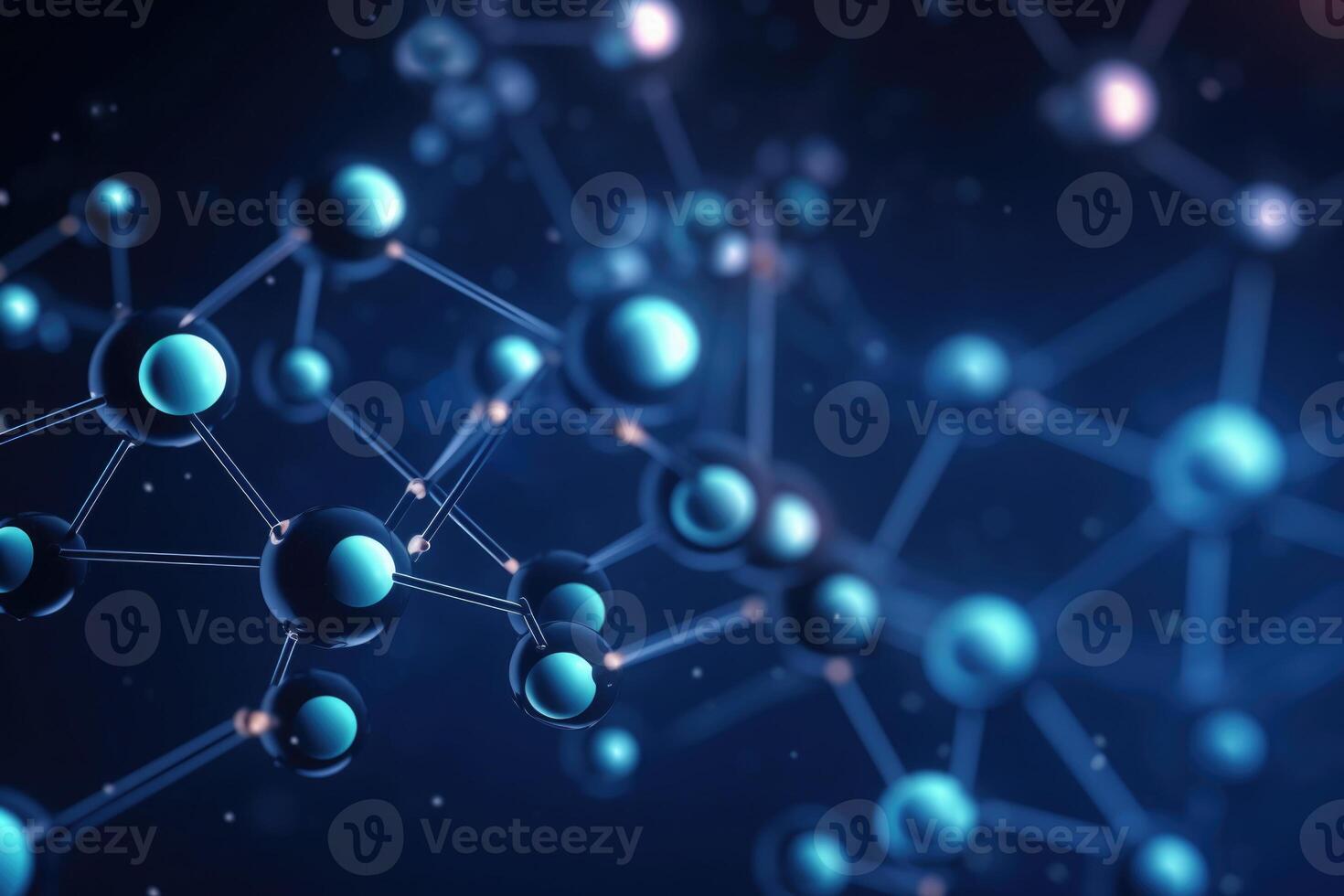 Molecular structure with connections between atoms. photo