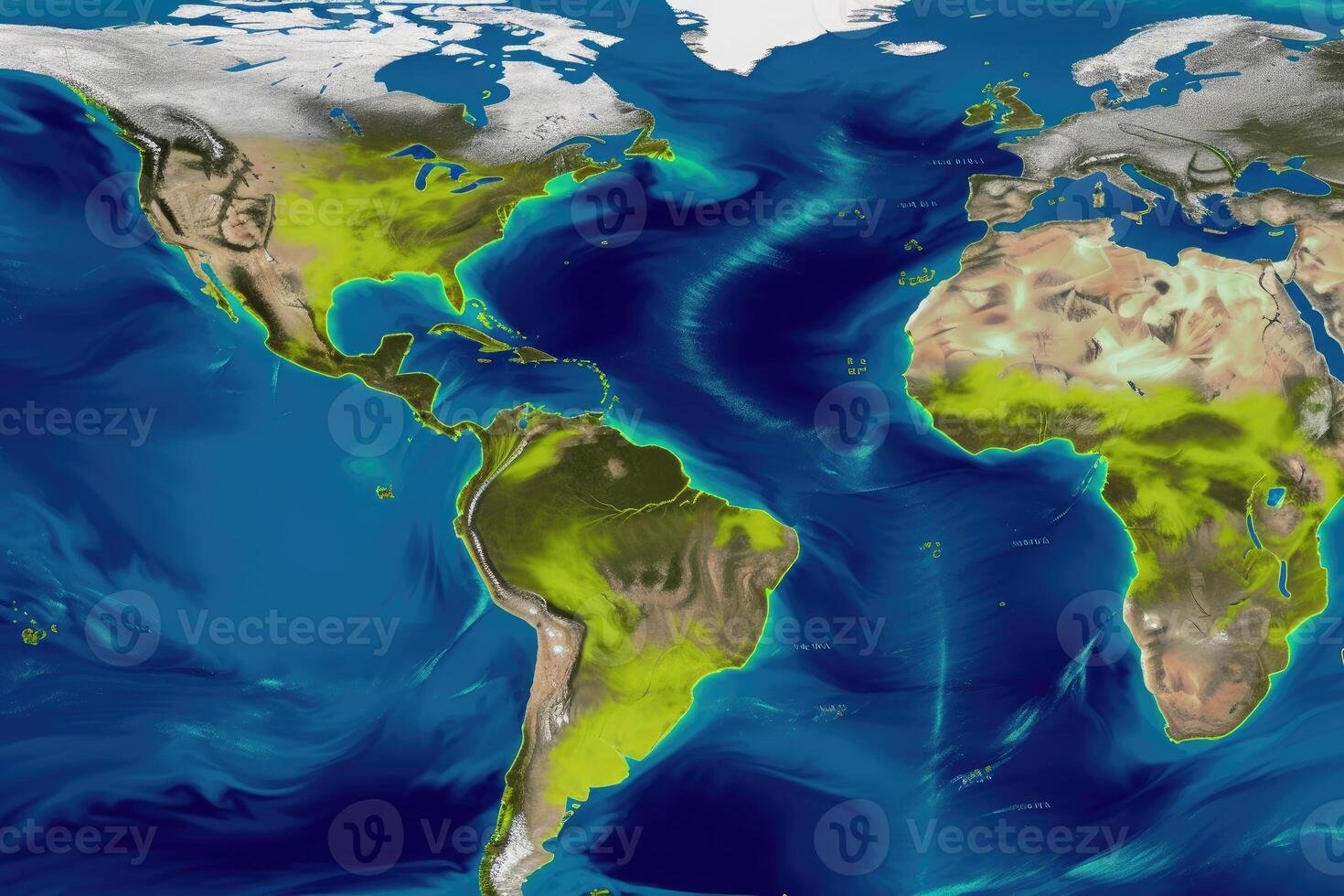 World map with weather forecast application. photo