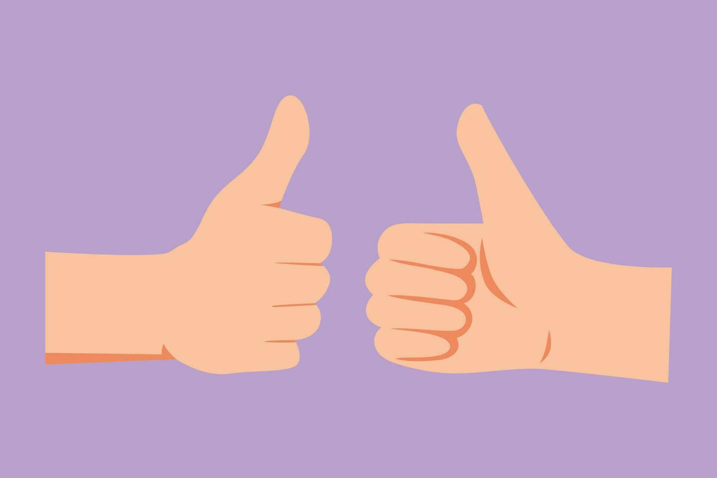 Cartoon flat style drawing hand showing two thumbs up gesture. Agreement sign or symbol for education. Approval of collaboration. Successful business sign concept. Graphic design vector illustration