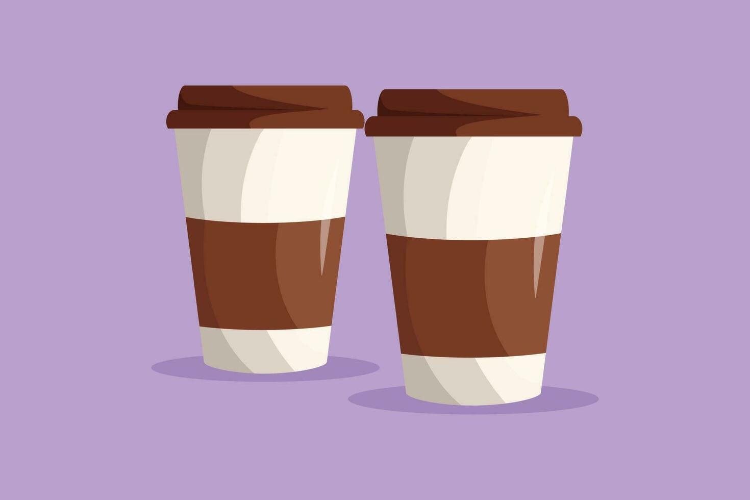 Cartoon flat style drawing coffee paper cup to takeaway. Takeaway coffee in reusable cup. For restaurant, cafe drink menu, flyer, sticker, card, logo, icon, symbol. Graphic design vector illustration