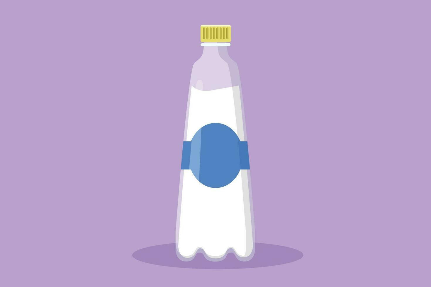 Graphic flat design drawing fresh milk on bottle glass packaging healthy drink product. Fresh milk for health food nutrition. For flyer, sticker, card, logo, symbol. Cartoon style vector illustration