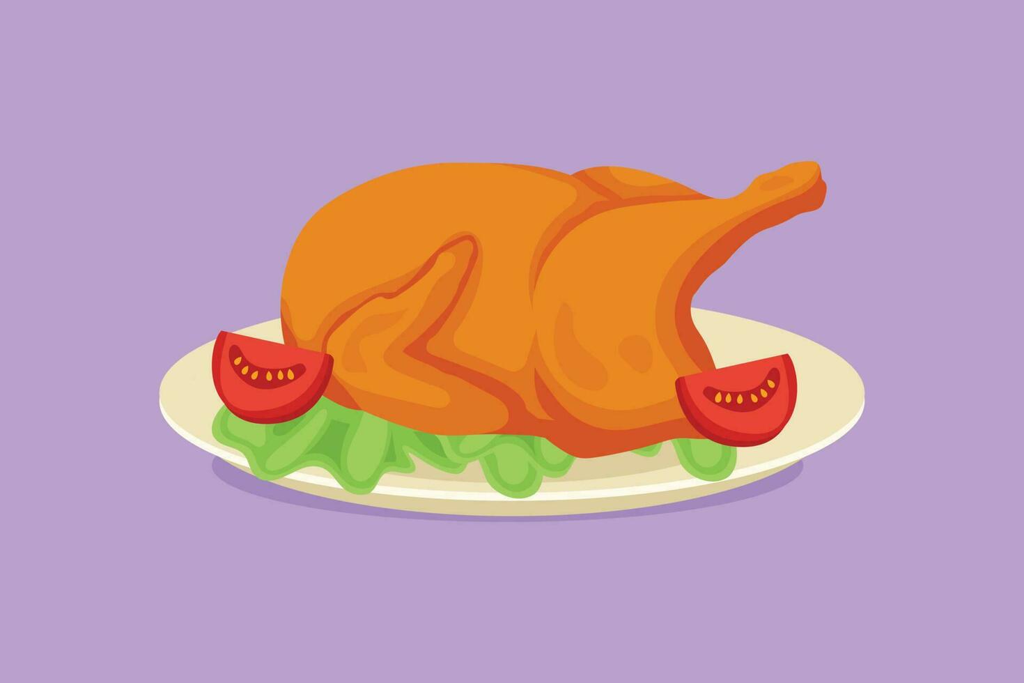 Character flat drawing fresh delicious roasted turkey logo. Typical food menu for holiday celebration festival concept for restaurant menu or food delivery service. Cartoon design vector illustration