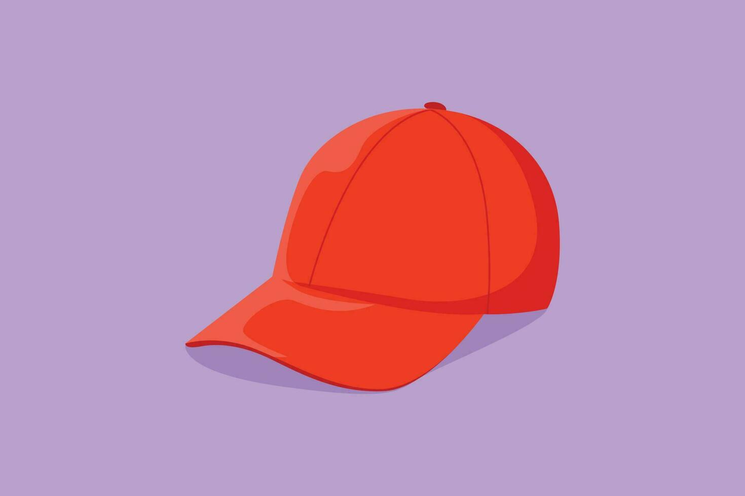 Cartoon flat style drawing of red baseball cap as a sports symbol. Unisex outdoor sport baseball, golf, tennis, uniform cap logotype, label, template, sticker, icon. Graphic design vector illustration