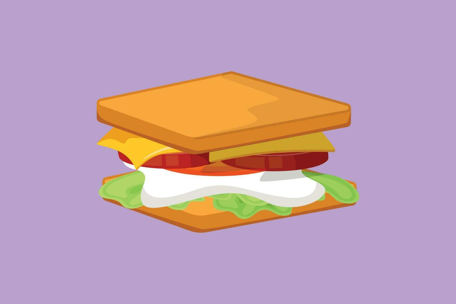 dibujos animados plano estilo dibujo Fresco delicioso americano emparedado restaurante logo Insignia icono. rápido comida logotipo modelo concepto para cafetería, tienda o comida entrega servicio. gráfico diseño vector ilustración