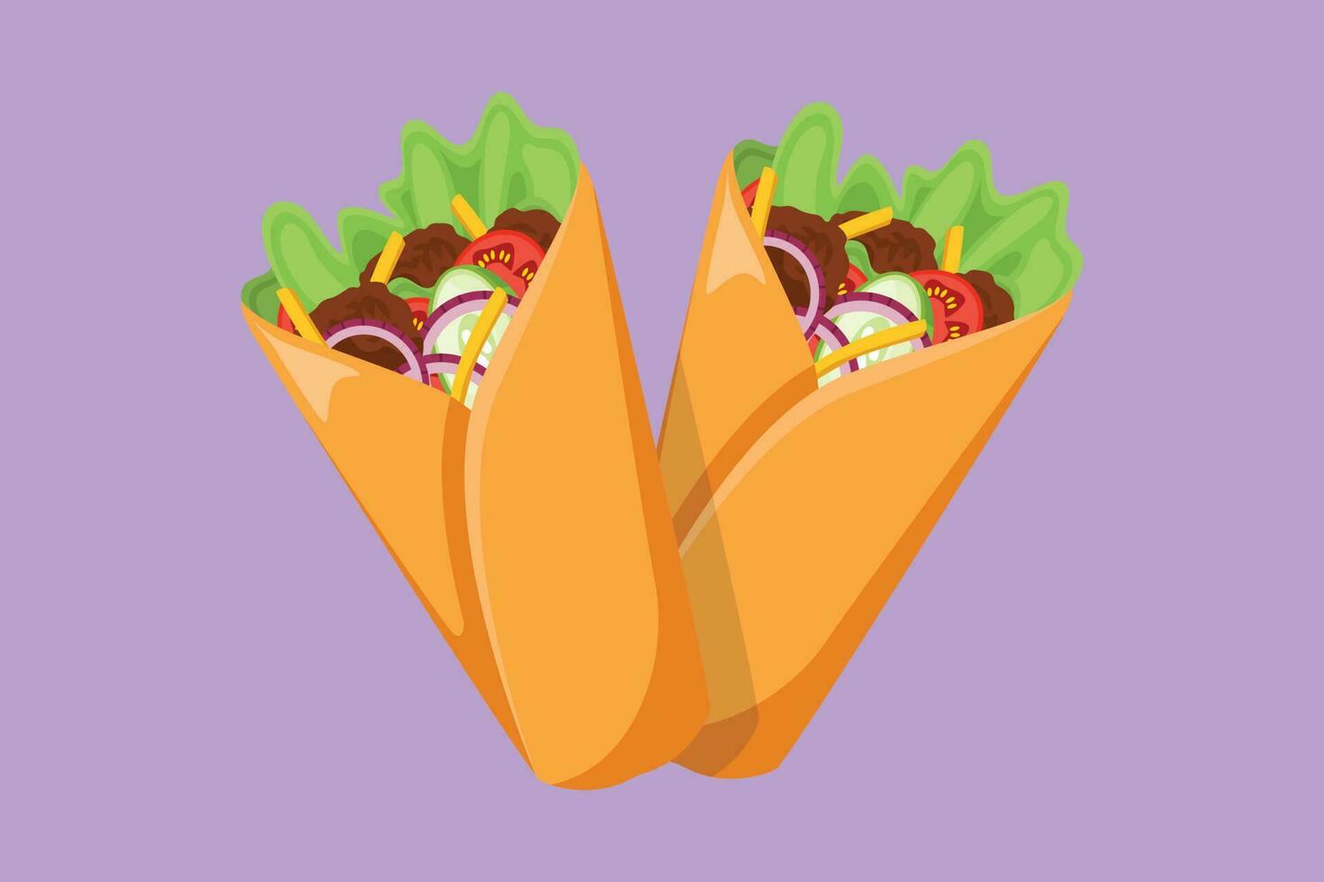 dibujos animados plano estilo dibujo dos Fresco delicioso mexicano en línea burritos restaurante logo emblema. rápido comida nacho café tienda logotipo modelo concepto. delicioso almuerzo. gráfico diseño vector ilustración