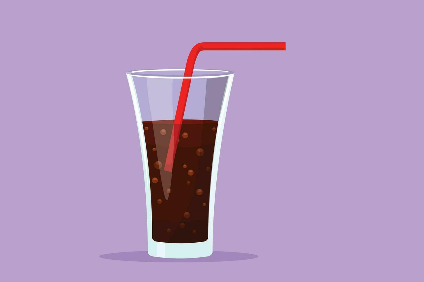 Character flat drawing of fresh sweet soft drink on glass with ice cube logo emblem. Drinking cafe shop restaurant for template concept. Refreshing drink in summer. Cartoon design vector illustration