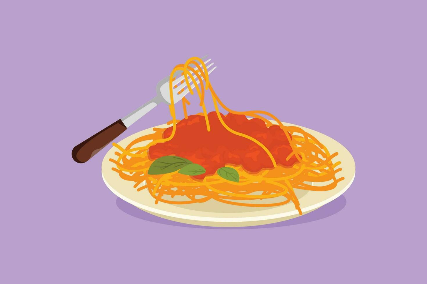 Character flat drawing stylized Italian spaghetti logo label, flyer, sticker, symbol. Italy pasta noodle restaurant concept for cafe, shop or food delivery service. Cartoon design vector illustration