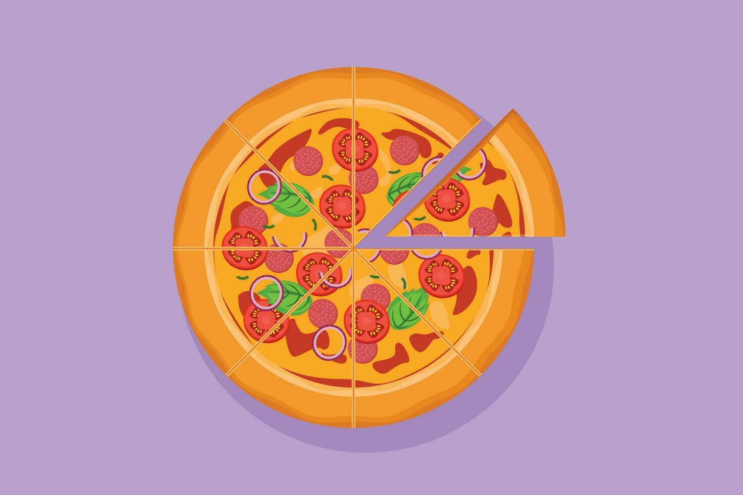 gráfico plano diseño dibujo Fresco delicioso Italia Pizza restaurante logo insignia. rápido comida italiano pizzería café tienda logotipo modelo etiqueta volantes pegatina icono símbolo. dibujos animados estilo vector ilustración