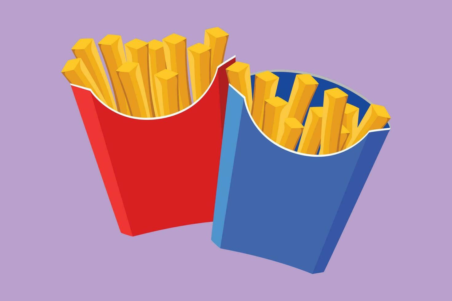 Cartoon flat style drawing two fresh delicious American french fries restaurant logo emblem. Fast food logo template concept for cafe shop or food delivery service. Graphic design vector illustration