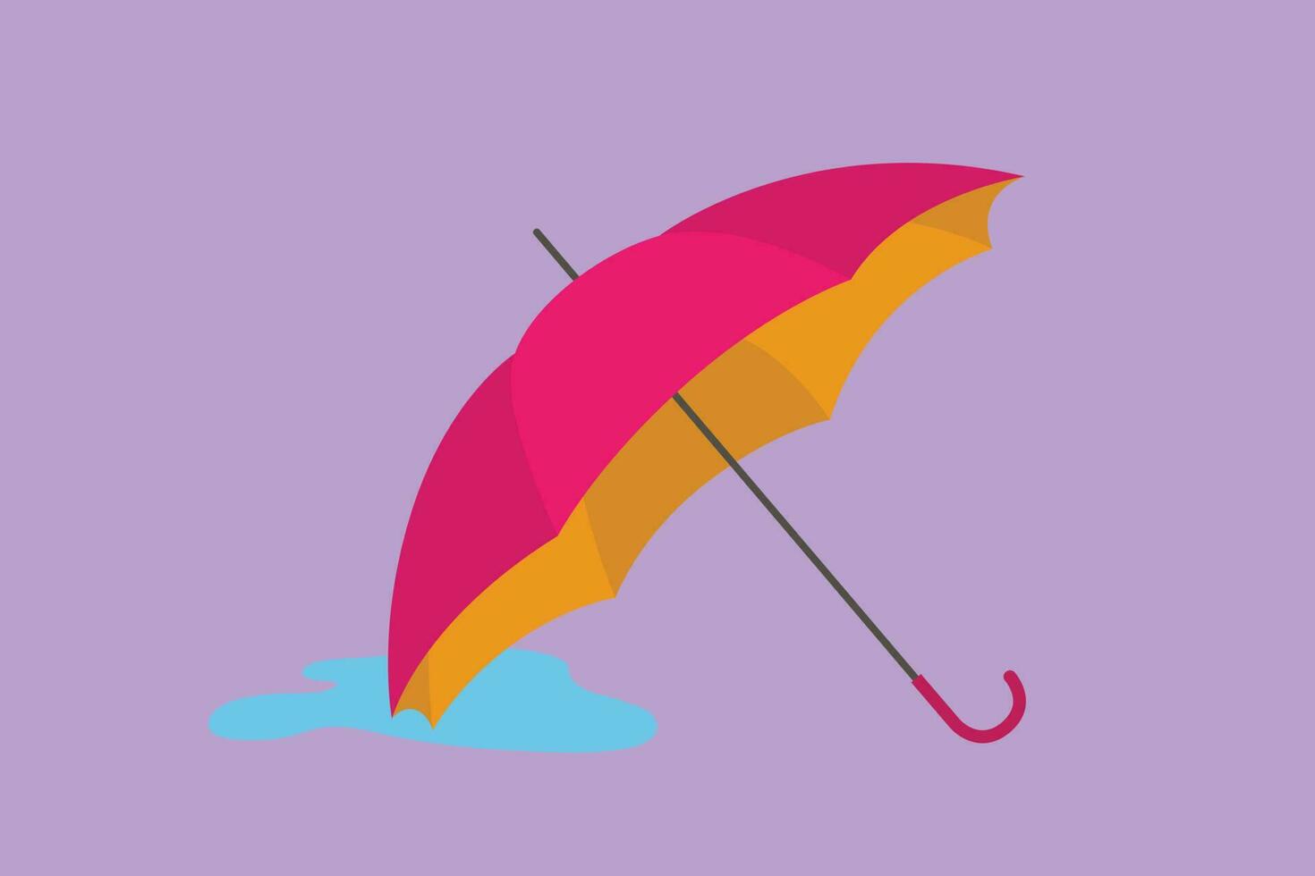 Cartoon flat style drawing of stylized umbrella icon symbol template. Summer or fall fashion accessory. Autumn weather forecast logo. Rain protection safety concept. Graphic design vector illustration