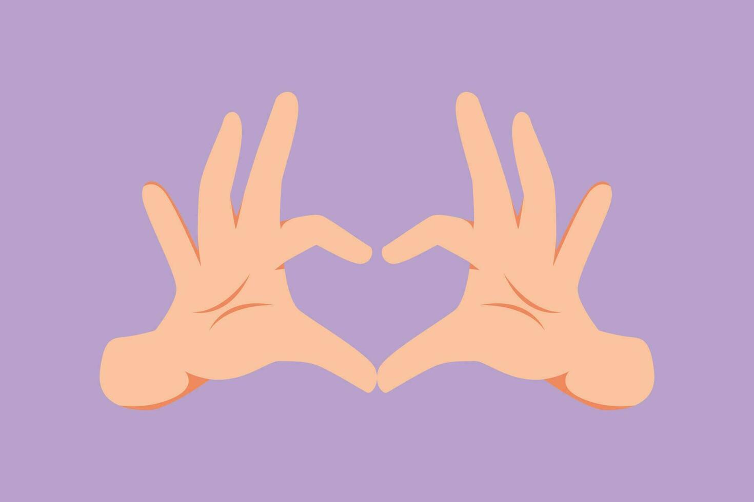 dibujos animados plano estilo dibujo de manos haciendo firmar o símbolo corazón por dedos. hermosa manos con Copiar espacio. amar, relación, romance concepto con mano gestos gráfico diseño vector ilustración