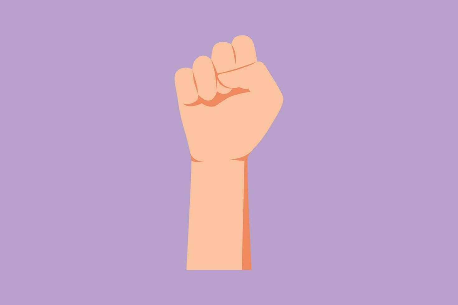 Graphic flat design drawing fist or victory hand symbol. Zero hand count. Fighting spirit of human life symbol. Learn to count numbers. Nonverbal signs for education. Cartoon style vector illustration