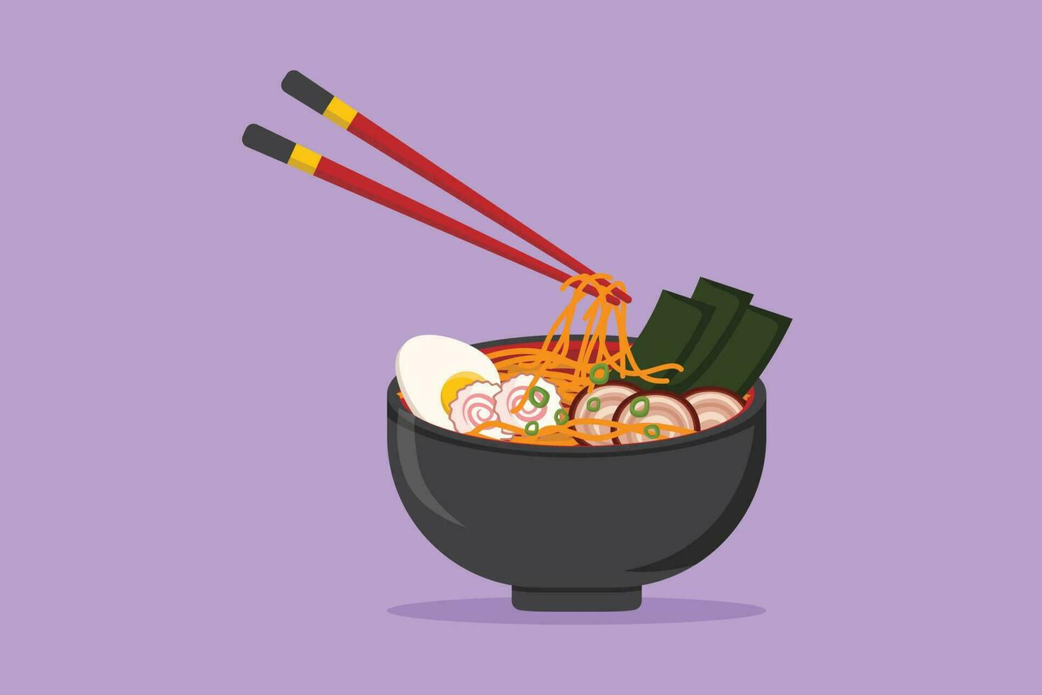 dibujos animados plano estilo dibujo estilizado japonés ramen logo, etiqueta, pegatina, símbolo . emblema rápido comida fideos restaurante concepto para café tienda o comida entrega servicio. gráfico diseño vector ilustración