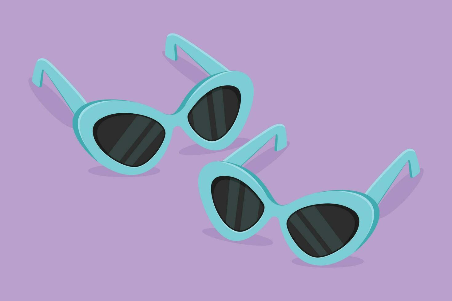 Graphic flat design drawing modern sunglasses for optical shop logo icon. Fashion style glasses for traveling, summer holiday logotype label symbol template concept. Cartoon style vector illustration