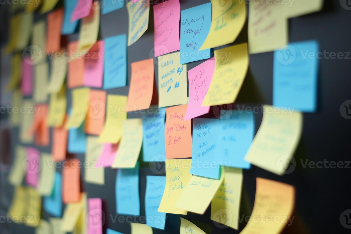 Sticky notes board in office. photo