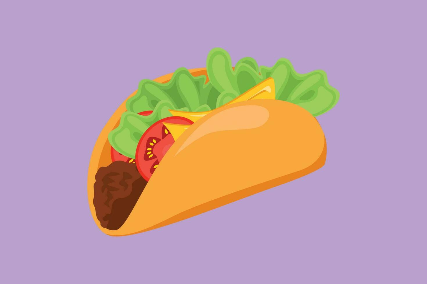 gráfico plano diseño dibujo estilizado mexicano taco logo etiqueta. emblema rápido comida nacho restaurante para café tienda o comida entrega servicio. delicioso comida para desayuno. dibujos animados estilo vector ilustración