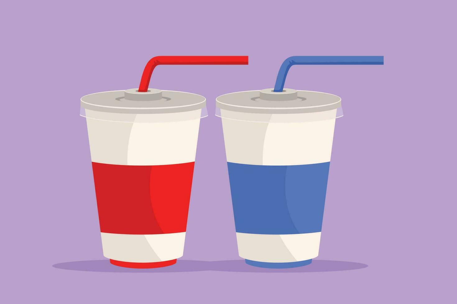 Graphic flat design drawing fresh soft drink on plastic glass logotype. Cafe menu and restaurant badge concept. Street food icon symbol. Refreshing drink in summer. Cartoon style vector illustration