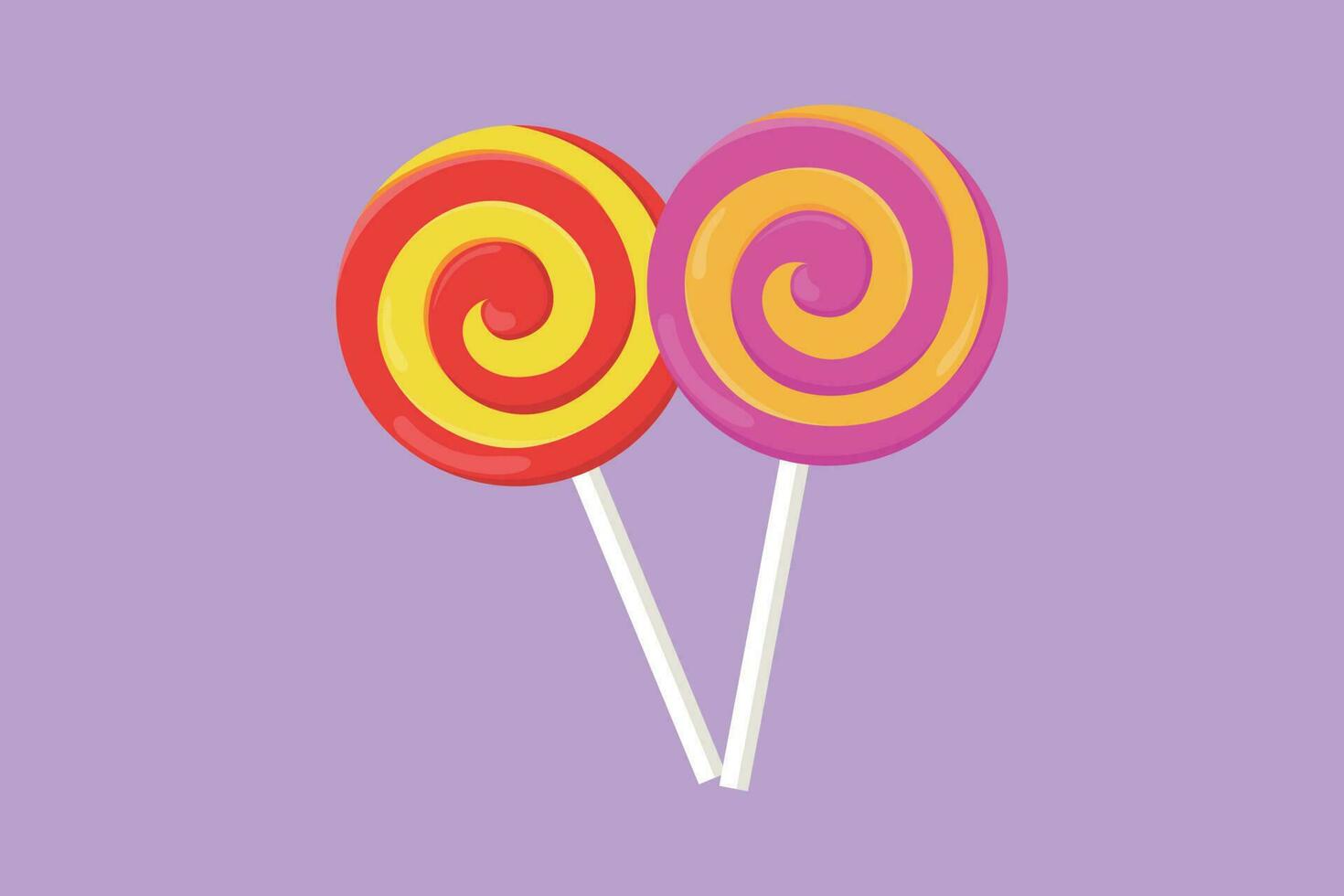 Cartoon flat style drawing of fresh sweet online swirly lollipop shop logo. Assorted confectionery candy store badge concept. For flyer, sticker, card, logo, symbol. Graphic design vector illustration