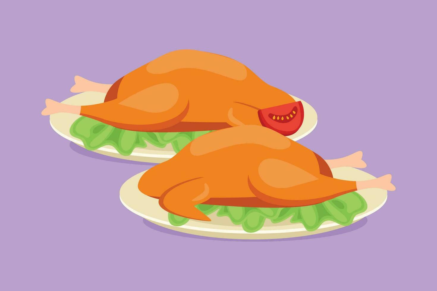 gráfico plano diseño dibujo estilizado delicioso asado Turquía para restaurante menú. típico comida para fiesta festival celebracion modelo etiqueta volantes pegatina símbolo. dibujos animados estilo vector ilustración