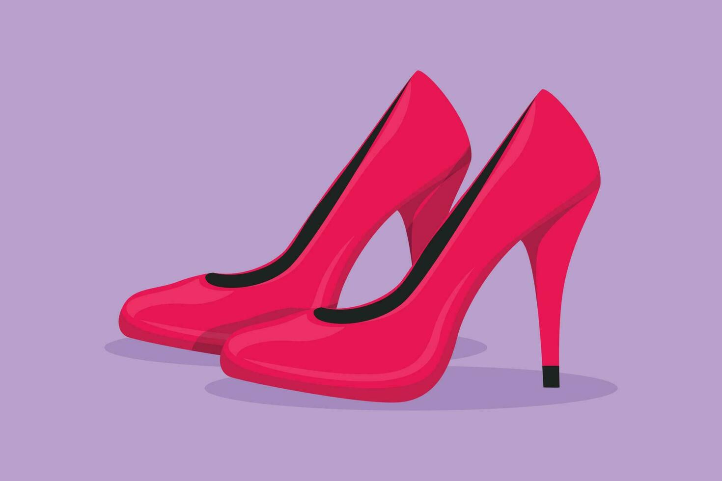 personaje plano dibujo estilizado rojo dama alto tacones zapato plantilla, logotipo, etiqueta, pegatina, símbolo. Moda calzado icono. elegante de moda mujer alto tacón zapato. dibujos animados diseño vector ilustración