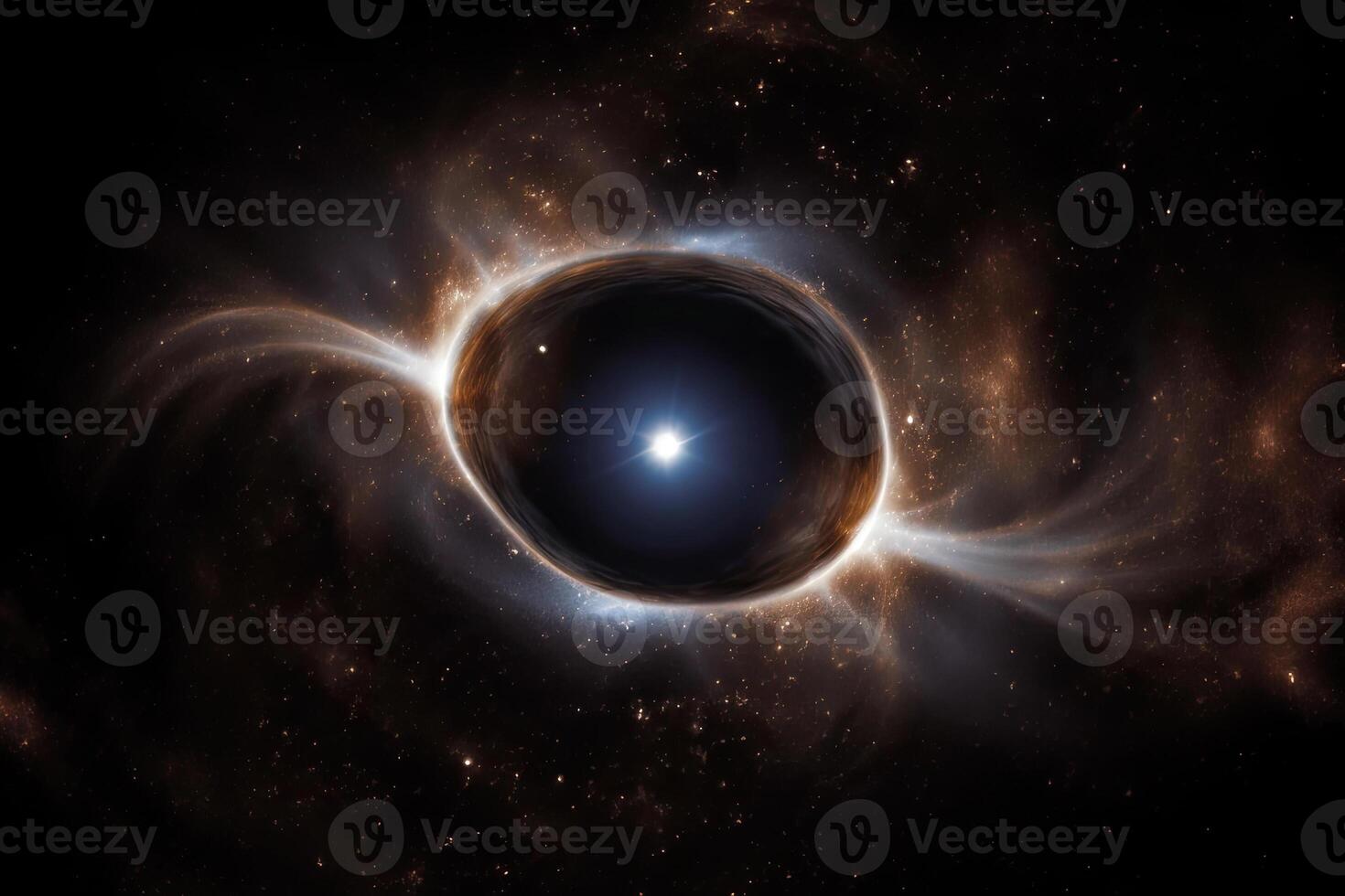 Black hole illustration in outer space. Supermassive singularity. photo